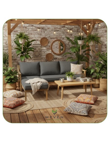 Skandynawskie meble do ogrodu, na taras: narożnik + stolik kawowy Ankona Meven  3