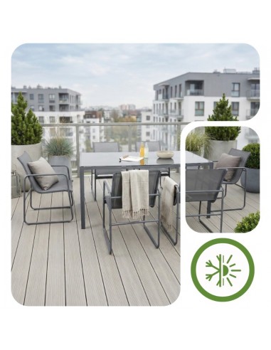 Zestaw grafitowych mebli ogrodowych: stół obiadowy + 6 krzeseł Lorca Meven  3