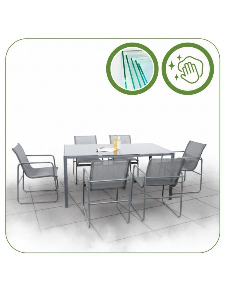 Zestaw grafitowych mebli ogrodowych: stół obiadowy + 6 krzeseł Lorca Meven  6