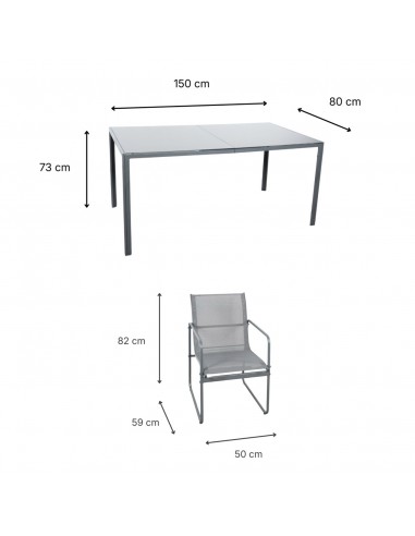 Zestaw grafitowych mebli ogrodowych: stół obiadowy + 6 krzeseł Lorca Meven  7