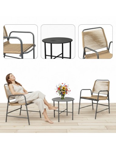 Komplet mebli na balkon: 2x krzesło + okrągły stolik Aprica Meven 