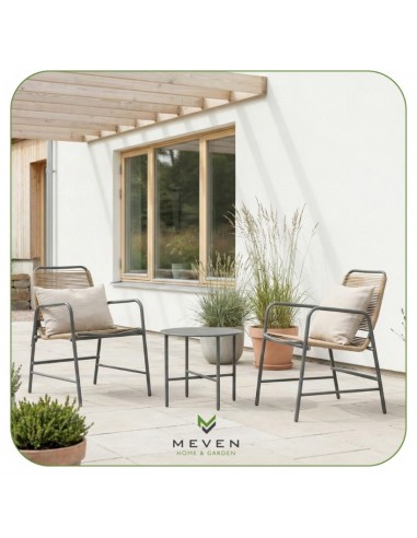 Komplet mebli na balkon: 2x krzesło + okrągły stolik Aprica Meven  9