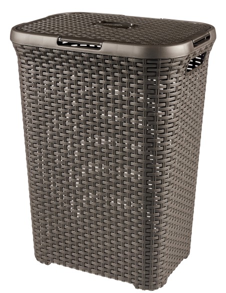 Brązowy kosz na pranie 60l Curver Rattan Style 3253920707017 10