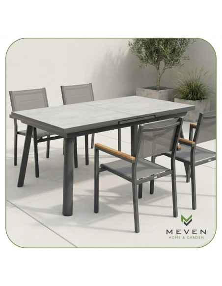 Aluminiowy stół rozkładany do ogrodu grafitowy 150/190cm Grenada Meven  8