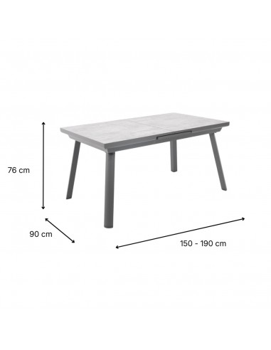 Aluminiowy stół rozkładany do ogrodu grafitowy 150/190cm Grenada Meven  9