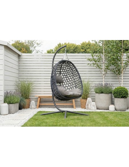 Grafitowy fotel wiszący Aura Meven 