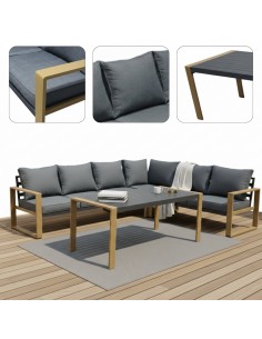 Elegancki zestaw mebli ogrodowych: narożnik + stół Marsylia Meven 