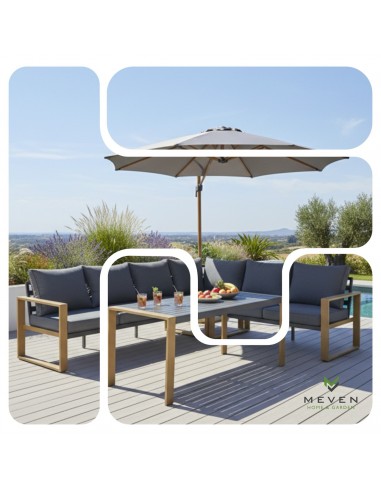 Elegancki zestaw mebli ogrodowych: narożnik + stół Marsylia Meven  2