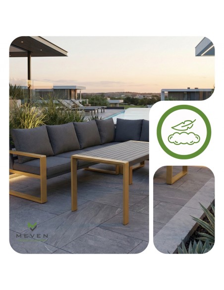 Elegancki zestaw mebli ogrodowych: narożnik + stół Marsylia Meven  4