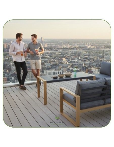 Elegancki zestaw mebli ogrodowych: narożnik + stół Marsylia Meven  8