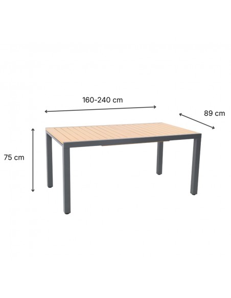 Ogrodowy stół rozkładany z aluminium 160/240 cm Valencia Meven  10