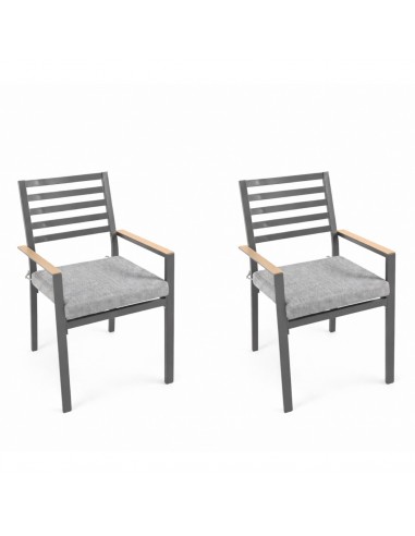Grafitowe krzesło ogrodowe z poduszkami Valencia Meven 2 szt.  2