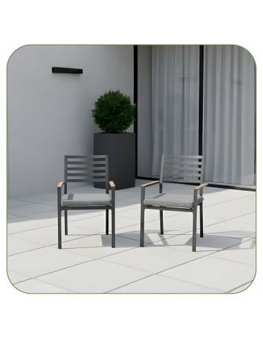 Grafitowe krzesło ogrodowe z poduszkami Valencia Meven 2 szt.  3