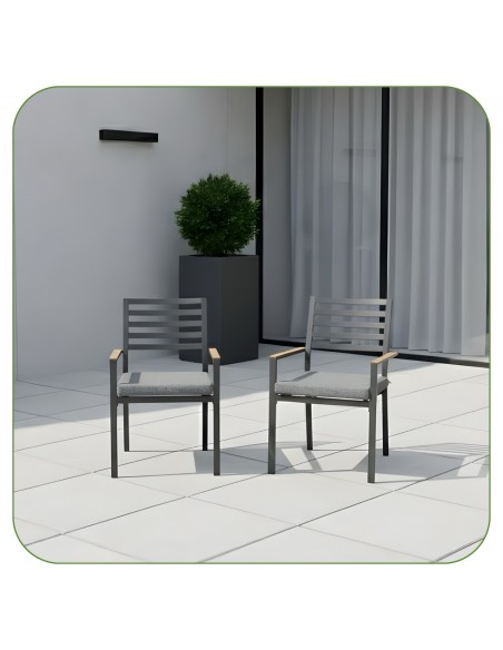 Grafitowe krzesło ogrodowe z poduszkami Valencia Meven 2 szt.  3