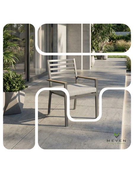 Grafitowe krzesło ogrodowe z poduszkami Valencia Meven 2 szt.  4