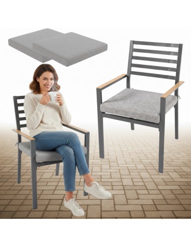 Grafitowe krzesło ogrodowe z poduszkami Valencia Meven 2 szt. 