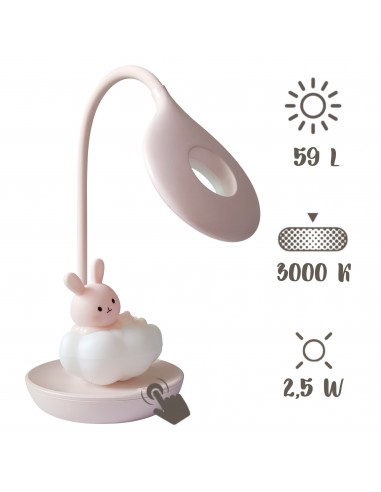 Elastyczna lampka nocna / biurkowa Różowy Króliczek na Chmurce  2