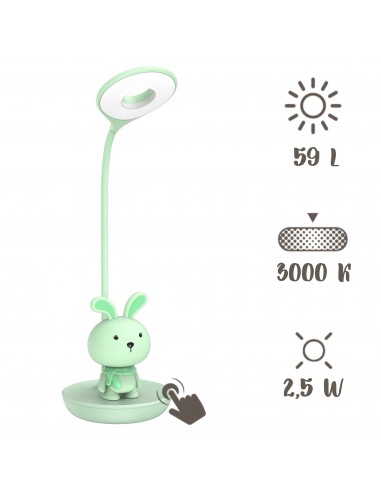 Elastyczna lampka nocna / biurkowa Zielony Króliczek  2