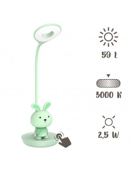 Elastyczna lampka nocna / biurkowa Zielony Króliczek  2