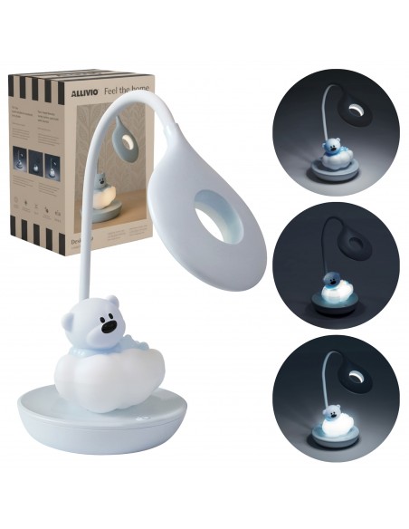 Dotykowa lampka nocna / biurkowa dla dzieci Niebieski Miś na Chmurce 