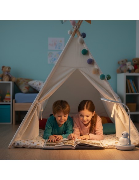 Dotykowa lampka nocna / biurkowa dla dzieci Niebieski Miś na Chmurce  4