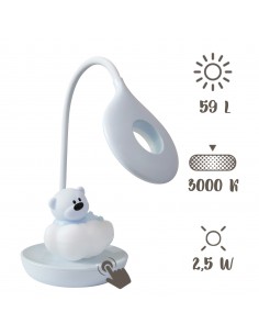 Dotykowa lampka nocna / biurkowa dla dzieci Niebieski Miś na Chmurce  2