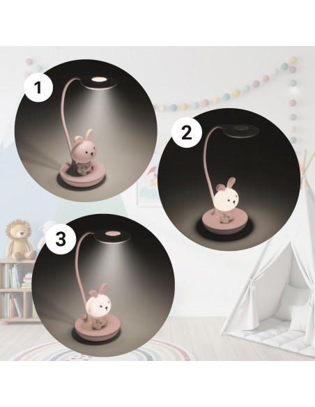 Dotykowa lampka nocna / biurkowa dla dzieci Różowy Króliczek  3