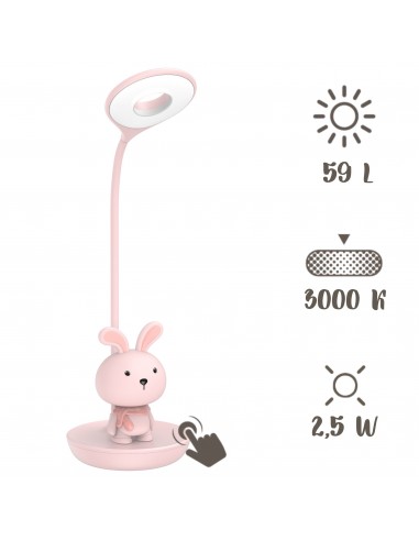 Dotykowa lampka nocna / biurkowa dla dzieci Różowy Króliczek  2