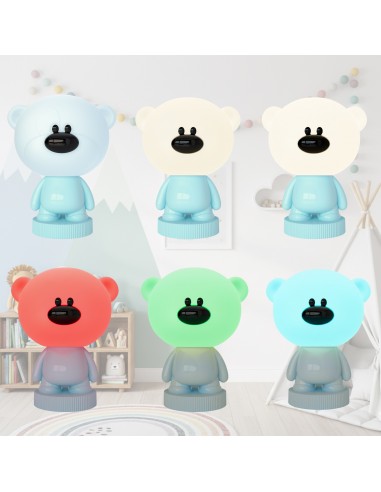 Bezprzewodowa lampka nocna dla dzieci RGB Niebieski Miś  5