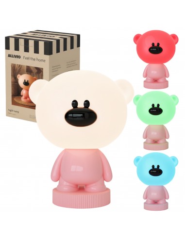Bezprzewodowa lampka nocna RGB dla dzieci Różowy Miś 