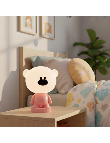 Bezprzewodowa lampka nocna RGB dla dzieci Różowy Miś  5