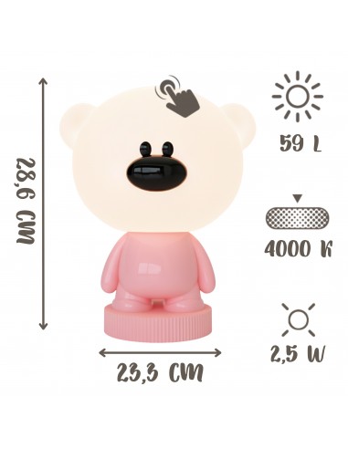 Bezprzewodowa lampka nocna RGB dla dzieci Różowy Miś  3