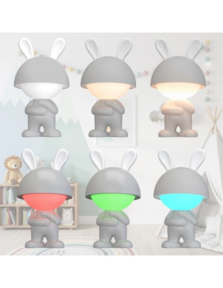 Bezprzewodowa lampka nocna RGB dla dzieci Stojący Króliczek  4