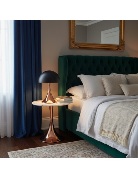 Elegancka lampka nocna / stołowa w kolorze różowego złota RGB  2