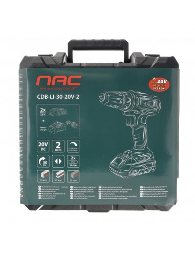 Akumulatorowa wkrętarko-wiertarka z udarem w walizce NAC CDB-LI-30-20V-2  2