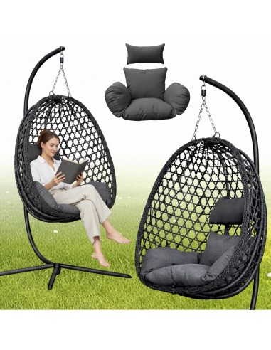 Grafitowy fotel wiszący Aura Meven 