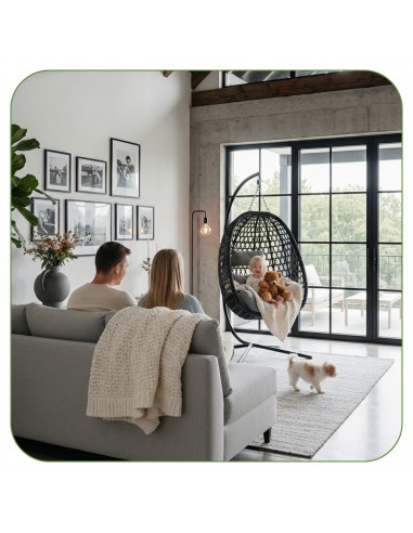 Grafitowy fotel wiszący Aura Meven  4