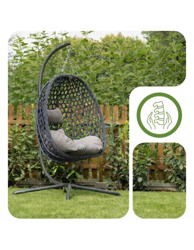 Grafitowy fotel wiszący Aura Meven  7