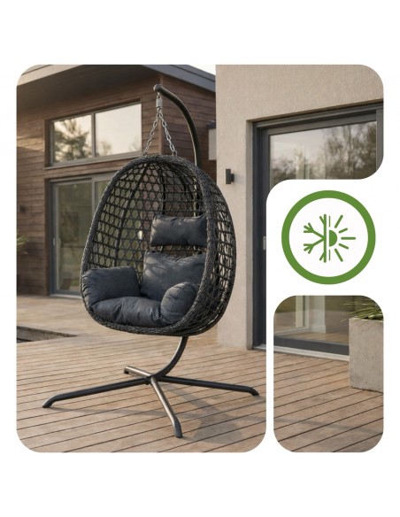 Grafitowy fotel wiszący Aura Meven  5