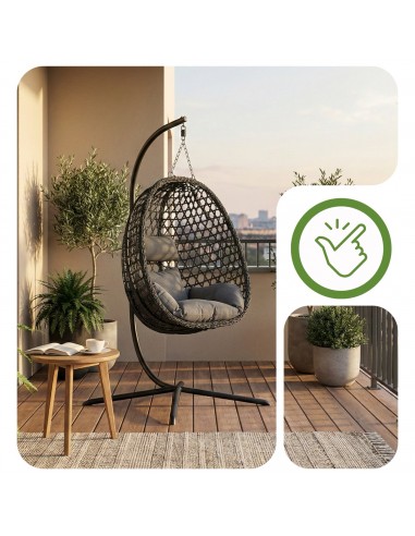 Grafitowy fotel wiszący Aura Meven  6