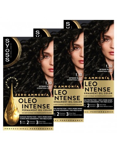 Farba intensywna czerń bez amoniaku do włosów Syoss 3x 3838824405612