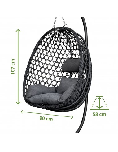 Grafitowy fotel wiszący Aura Meven  12