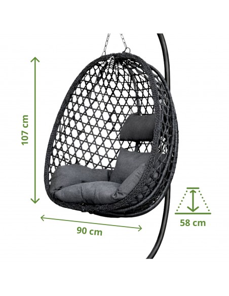 Grafitowy fotel wiszący Aura Meven  12