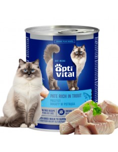 Mokra karma dla kota po sterylizacji z kurczakiem bogata w pstrąga OptiVital 400 g 