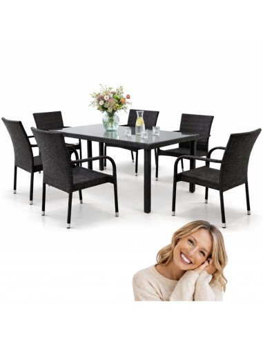 Zestaw mebli ogrodowych PAISO stół +  6 krzeseł + poduszki Meven 5902490742796