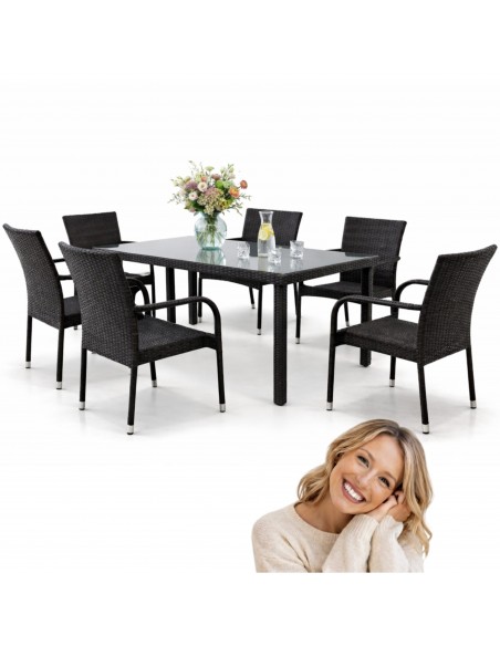 Zestaw mebli ogrodowych PAISO stół +  6 krzeseł + poduszki Meven 5902490742796