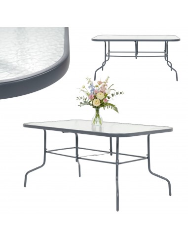 Stół ogrodowy Tampa z blatem ze szkła hartowanego 150 cm × 90 cm × 70 cm 5905842532496
