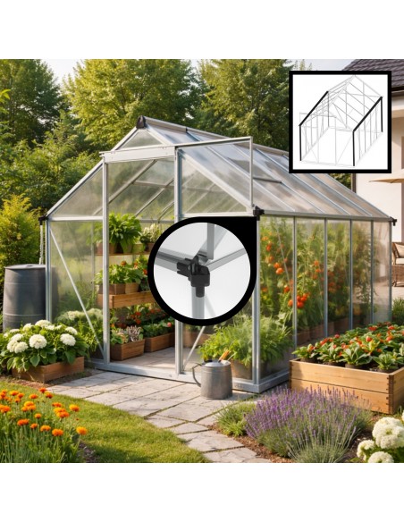Szklarnia ogrodowa z poliwęglanu z oknami dachowymi 302 cm x 183 cm 5,24 m2  3