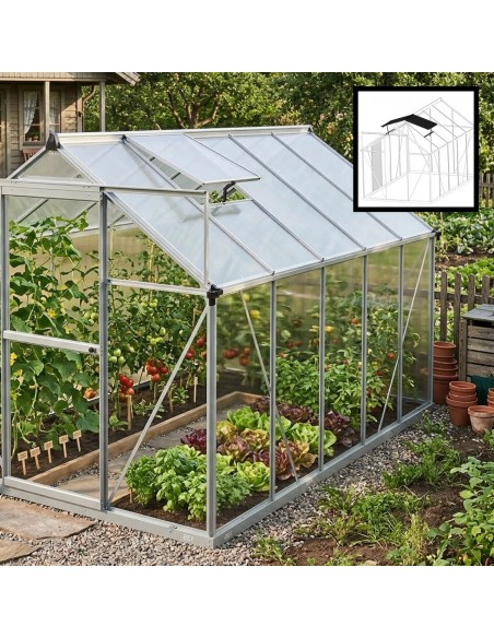 Szklarnia ogrodowa z poliwęglanu z oknami dachowymi 302 cm x 183 cm 5,24 m2  4