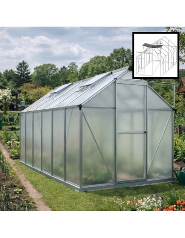 Duża szklarnia ogrodowa z poliwęglanu z oknami 361 cm x 183 cm 6,25m2  3